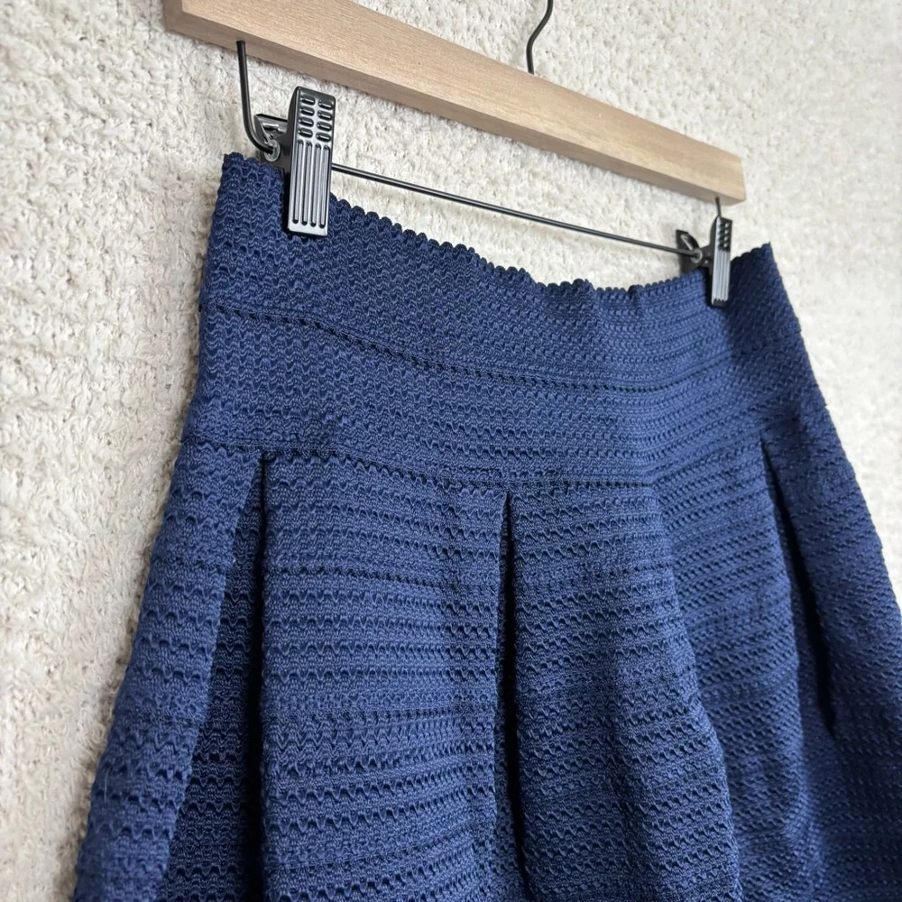 7th Avenue Skirt Womens Medium Blue Knit Pleated‎ Heavy Pull On Non Lined